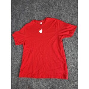 Apple T-Shirt Crew‎ Neck Short Sleeve Logo Graphic Tee Red Mens Size L Employee